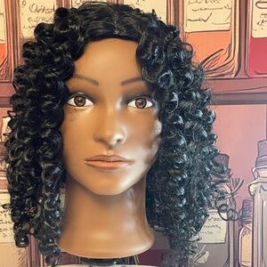 Curly Black  Synthetic Bundled Wig for Women 5 Piece Set.